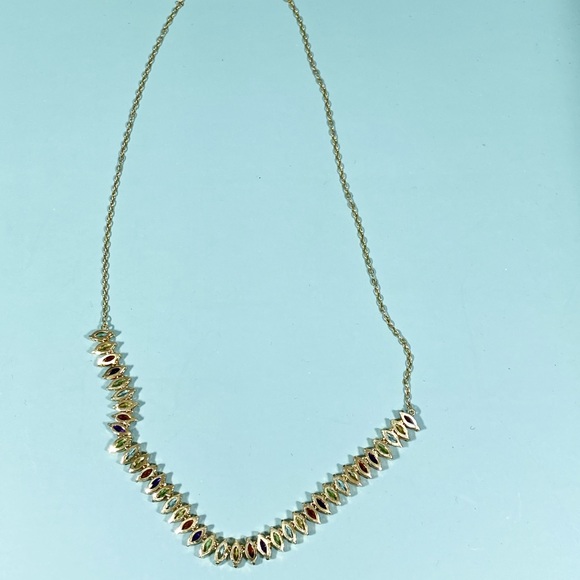 14 Gold Plated Marquise Gemstone Necklace - Picture 2 of 4